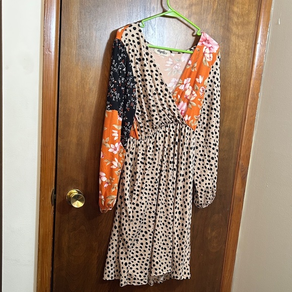 Floral and Polka Dot Wrap Dress - Picture 1 of 5